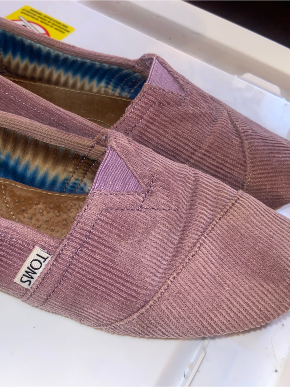 TOMS Corduroy Slip-Ons in Dusty Rose